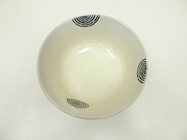 【茶道具】染付渦 平茶碗 膳所焼 茶道具】染付渦 平茶碗 膳所焼